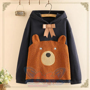 Bowknot Bear Ears Cartoon Hoodie J10005 Blue / One Size Sweatshirt