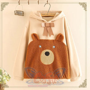 Bowknot Bear Ears Cartoon Hoodie J10005 Khaki / One Size Sweatshirt