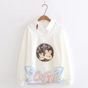 Bunny Carrot Fake Two-Piece Shirt Sweatshirt J10007 White / M