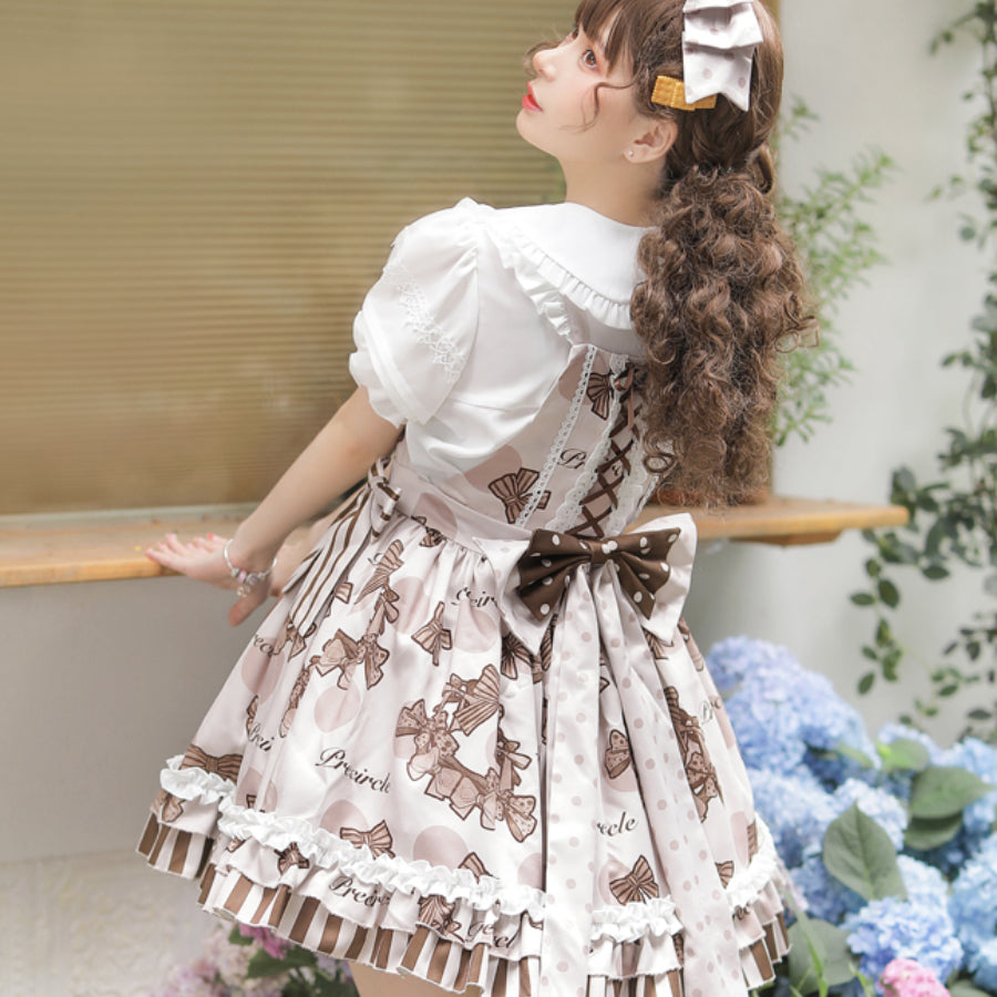 Daily Sweet and Lovely Lolita Jumper Skirt Two Piece Sets