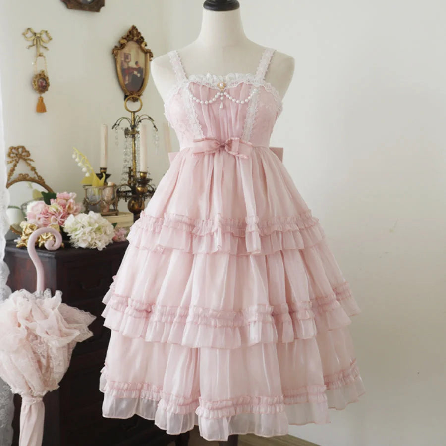 Lovely Lolita Three-Layered Cake Slip Dress S22827 Pink / S