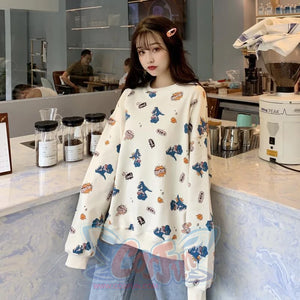 Casual Dinosaur Print Sweatshirt Mp006264 Apricot / M