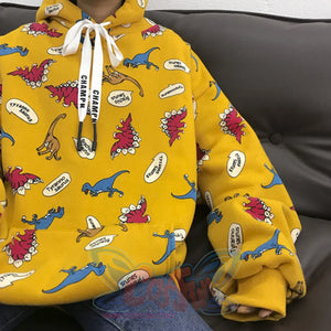 Casual Dinosaurs Print Oversized Hoodie J10017 Sweatshirt