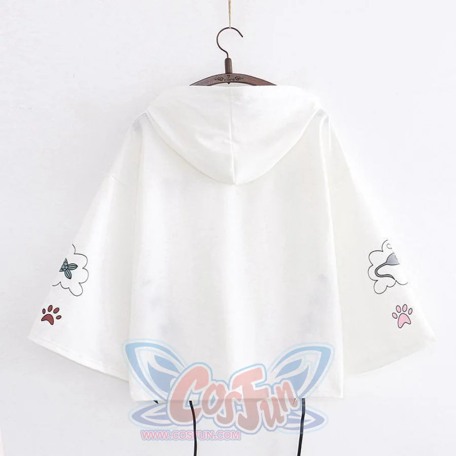 Cat Dream Laced-Up Loose Hoodie Sweatshirt