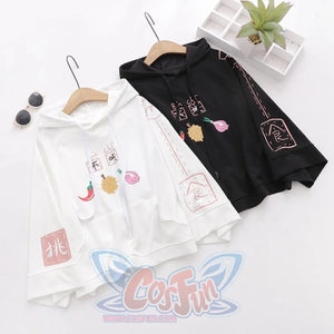 Characters And Cute Fruits Print Pocket Student Loose Hoodies J40003 Hoodie