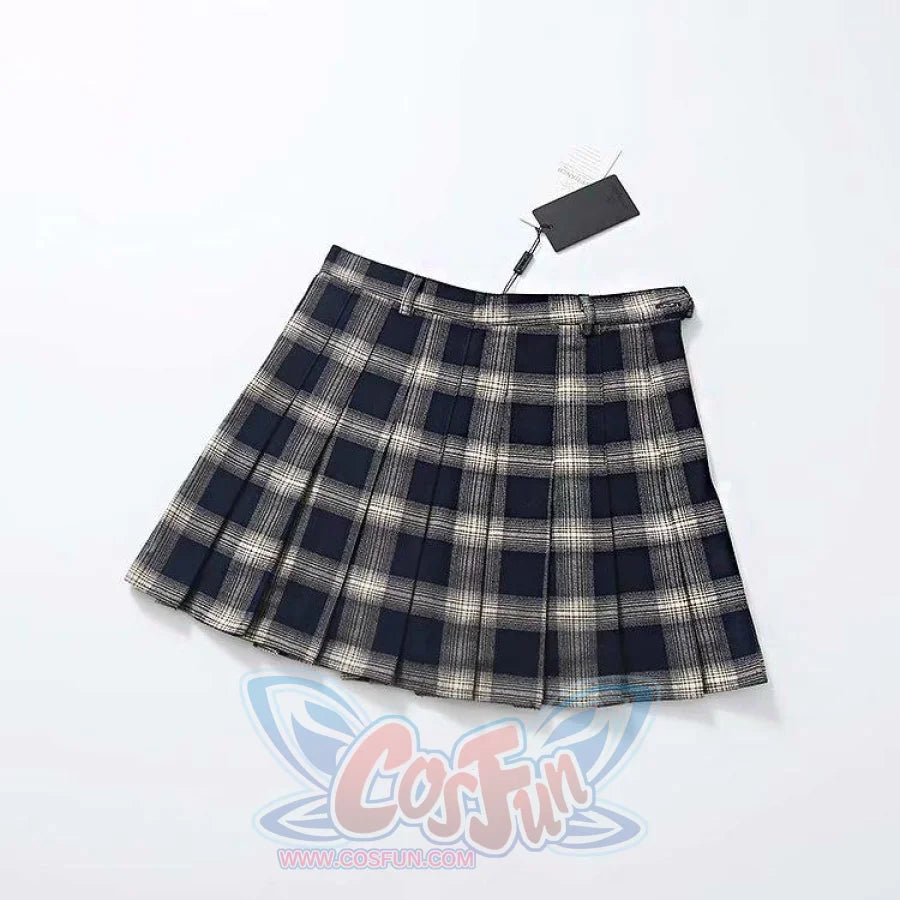 Classical Retro Punk Style Tartan Plaid A-Line Skirt Mp006273 Black / Xs