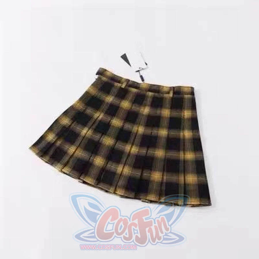 Classical Retro Punk Style Tartan Plaid A-Line Skirt Mp006273 Yellow / Xs