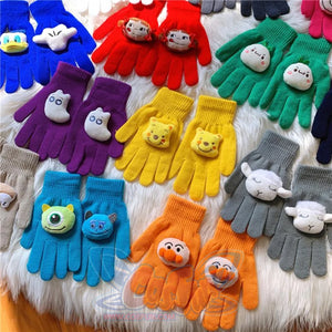 Couple Cute Little Monster Cartoon Students Warm Winter Handmade Gloves