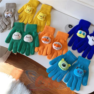 Couple Cute Little Monster Cartoon Students Warm Winter Handmade Gloves