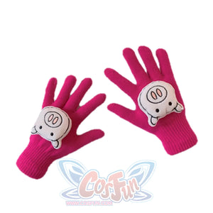 Couple Cute Little Monster Cartoon Students Warm Winter Handmade Gloves