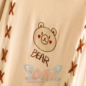 Cute Bear Round Neck Cross Tie Sweater J40015 Sweatshirt