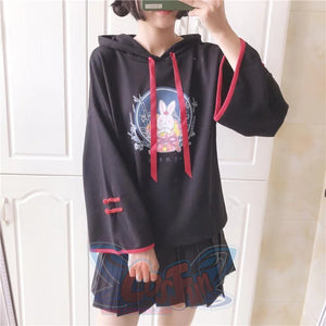 Cute Bunny Print Japanese Drawstring Hoodies J40014 Hoodie