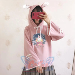 Cute Bunny Print Japanese Drawstring Hoodies J40014 Hoodie