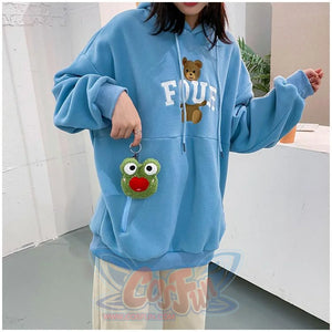 Cute Cartoon Plush Green Frog Doll Faux Wool Shoulder Bags C00072