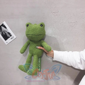 Cute Cartoon Plush Green Frog Doll Faux Wool Shoulder Bags C00072