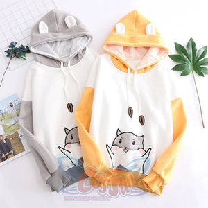 Cute Little Hamster Color Block Hoodie Sweatshirt