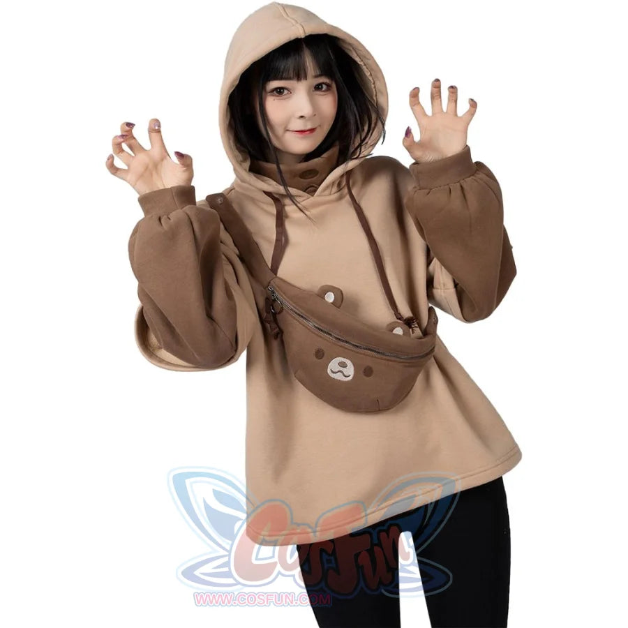 Winter Bear Detachable Bag Fake Two-Piece Fleece Hoodie Mp006068 Sold Out! Sweatshirt