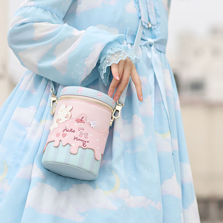 Sweet and Lovely Rabbit Embroidered Crossbody Bucket Bag