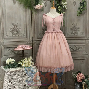 Vintage And Elegant French Chiffon Lolita Jumper Skirt Light Pink / S