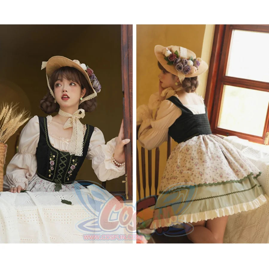 Embroidery Printed Rural Cla Bavarian Girl Lolita Dress S22187