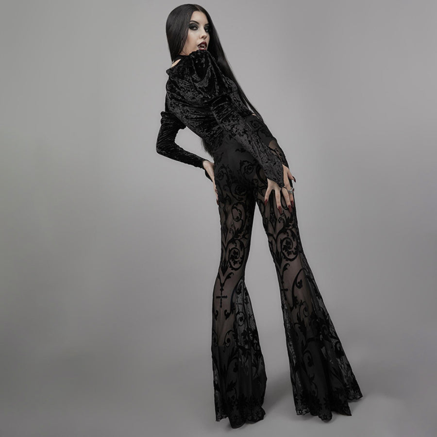 Lace See-through High Waist Slim Trumpet Pants