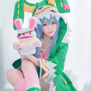 Date A Live Yoshino Himekawa Cosplay Costumes W Green Hooded Women Girls Coat Halloween With Socks