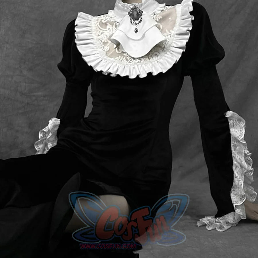 Medieval Vampire Lace Velvet Long Sleeve Fishtail Dress