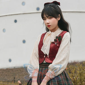 College Style Elegant Winter Velvet Lolita Vest