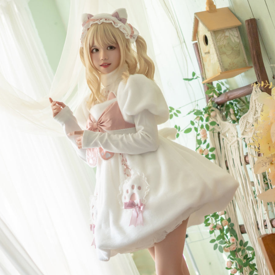 Autumn Winter Lovely Lolita Thicken Woolen Dress Sets