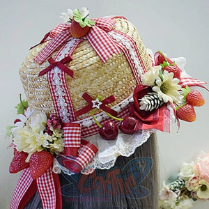 Sweet And Lovely Lolita Strawberry Straw Hat Sets