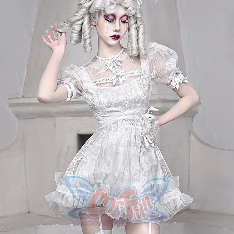 Alice White Gothic Chiffon High Waist Bubble Sleeve Dress