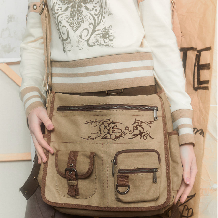 Japanese Style Vintage Canvas Crossbody Bag