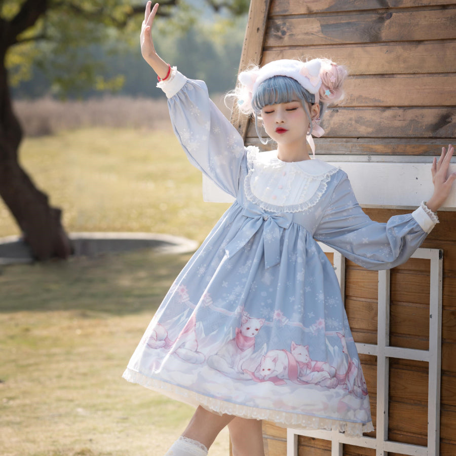 Snow Fox Lolita Long Sleeve Dress