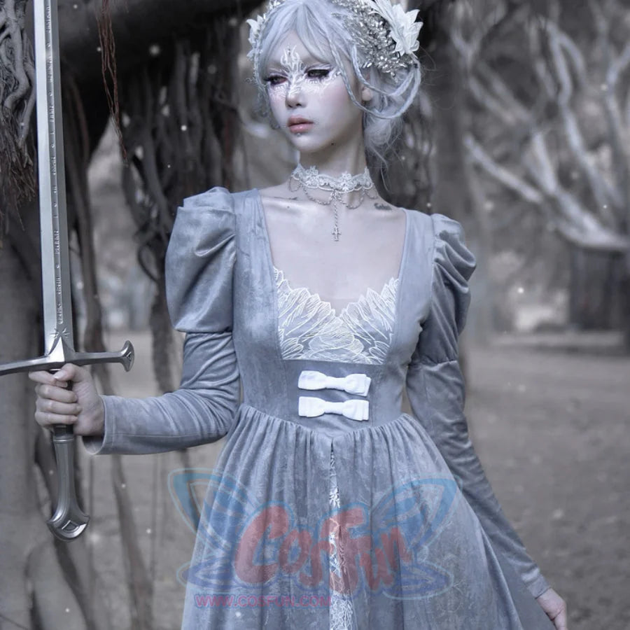 Winter Gothic Embroidered Lace Long Sleeve Dress