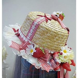 Sweet And Lovely Lolita Strawberry Straw Hat Sets