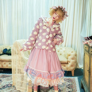 Autumn Winter Woolen Lolita Dot Coat