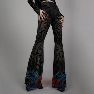 Lace See-Through High Waist Slim Trumpet Pants