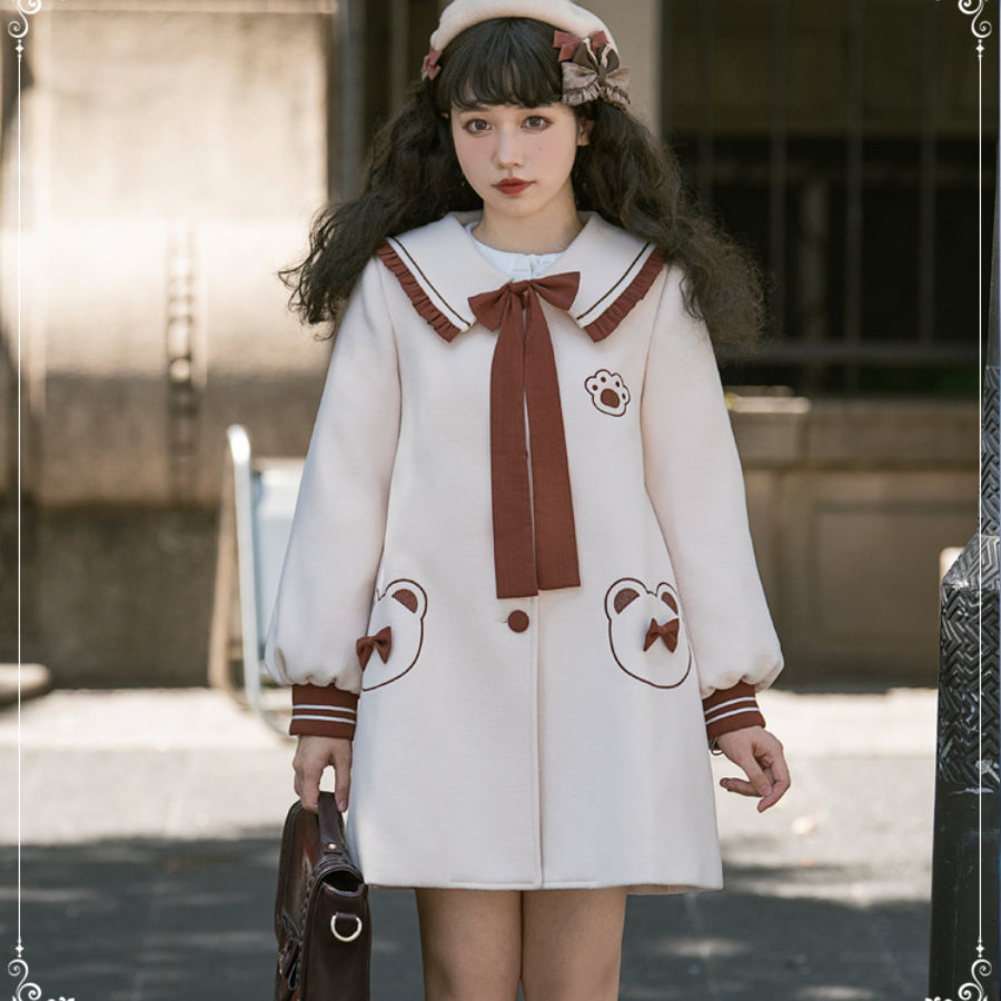 Japanese College Style Vintage Lolita Woolen Coat