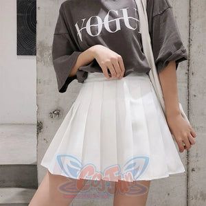 Fashion Solid Pleated Skirt White Skirt / Xs(37-42Kg)