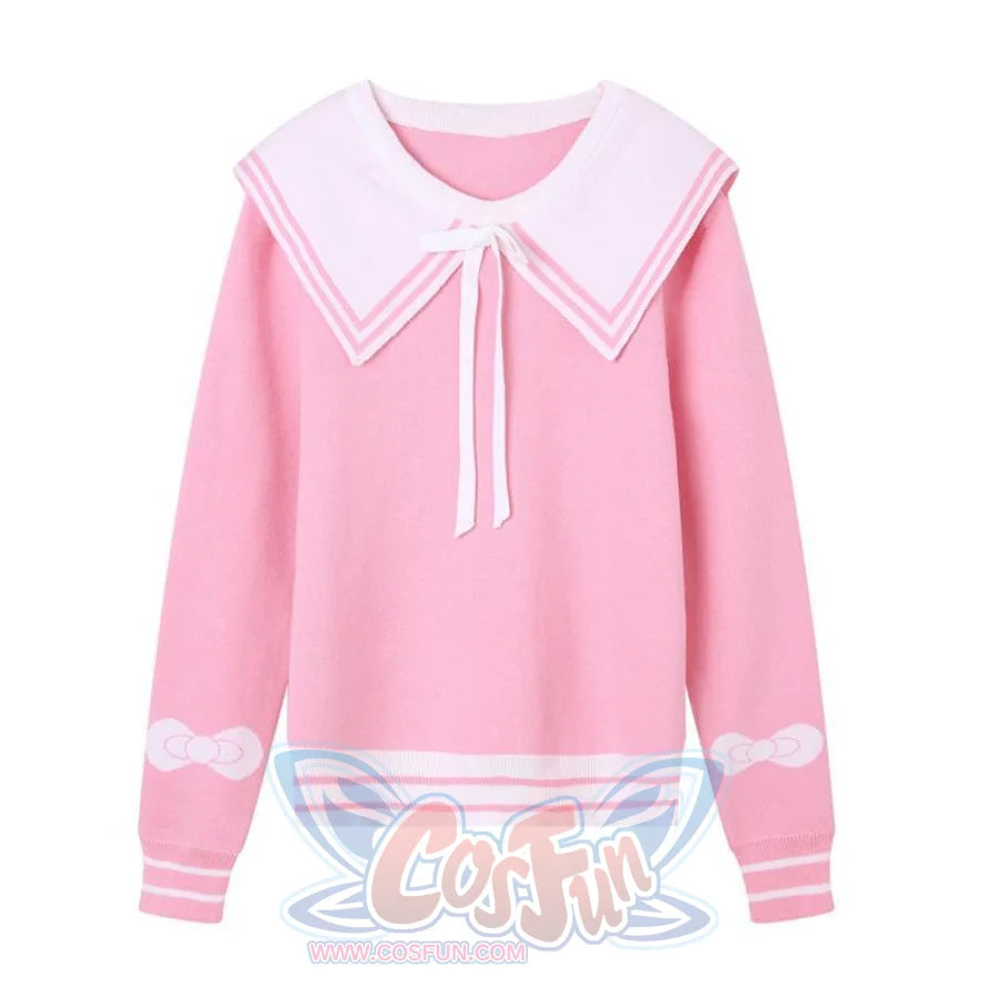 Fashion Sweet Bow Sailor Idea Tie Knitted Sweater Mp006032 Pink / One Size Sweatshirt