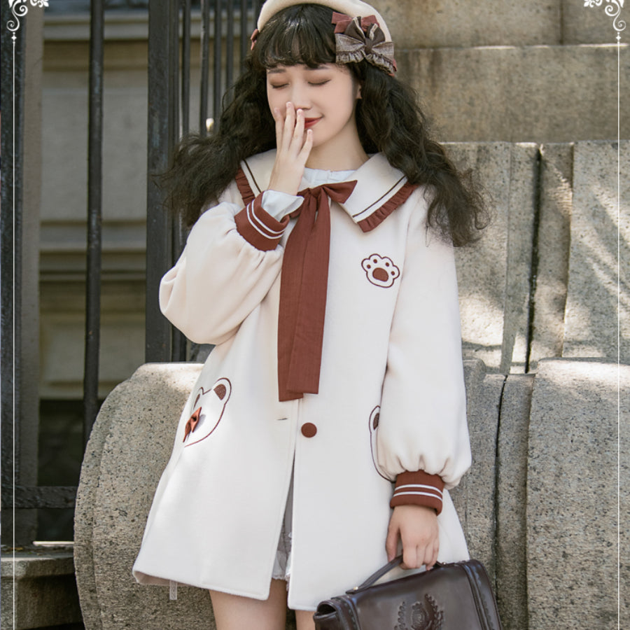 Japanese College Style Vintage Lolita Woolen Coat