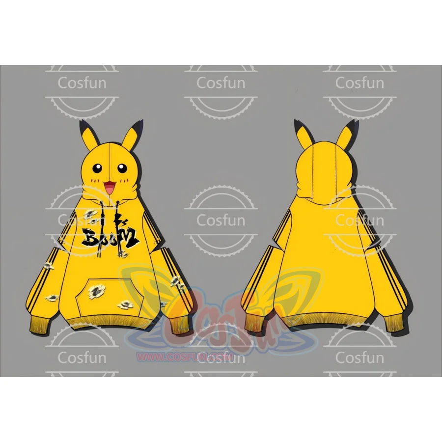 Cosfun Original Cute Electric Critter Yellow Grunge Cosplay Full Zip Hoodie A00006 Sweatshirt