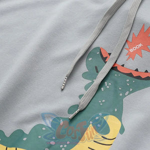 Fire Dinosaur Cartoon Collar One-Piece Sweatshirt Hoodie