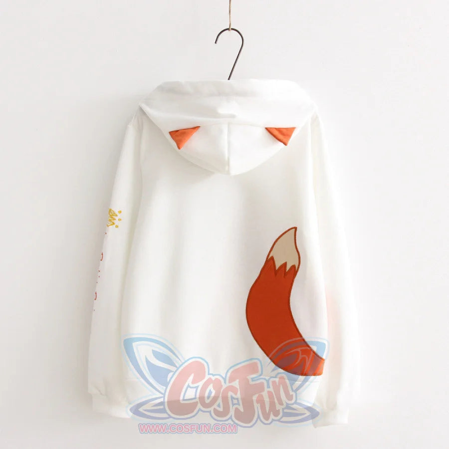 Fox With A Grass Embroidery Braid Tie Ears Hoodie J40028 Sweatshirt