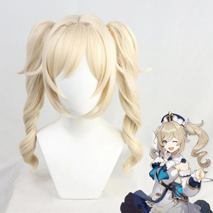 Game Genshin Impact Barbara Cosplay Wig Short Curly Light Golden Hair C00125 Wigs