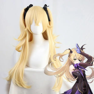 Game Genshin Impact Fischl Cosplay Wig+ Pigtails Long Curly Hair C00146 Wigs