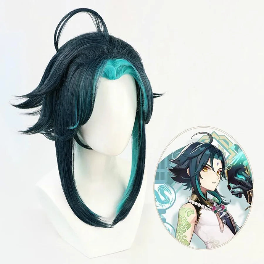 Game Genshin Impact Xiao Cosplay Wig Blue Short Hair C00144 Wigs