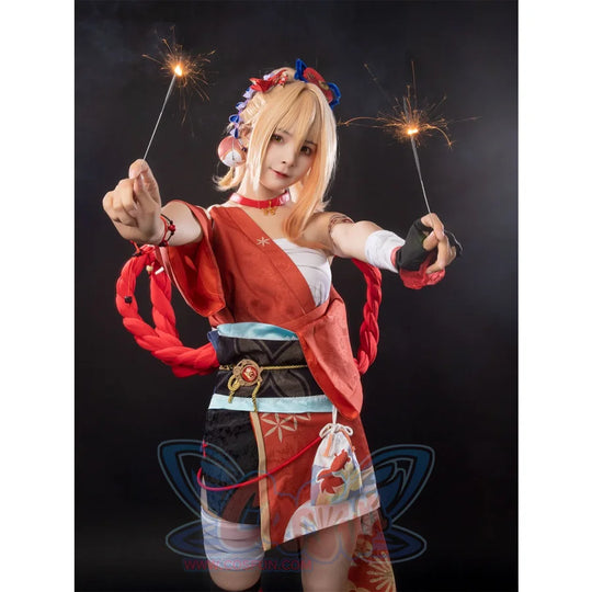 Genshin Impact Frolicking Flames Yoimiya Cosplay Costume C00553 Costumes