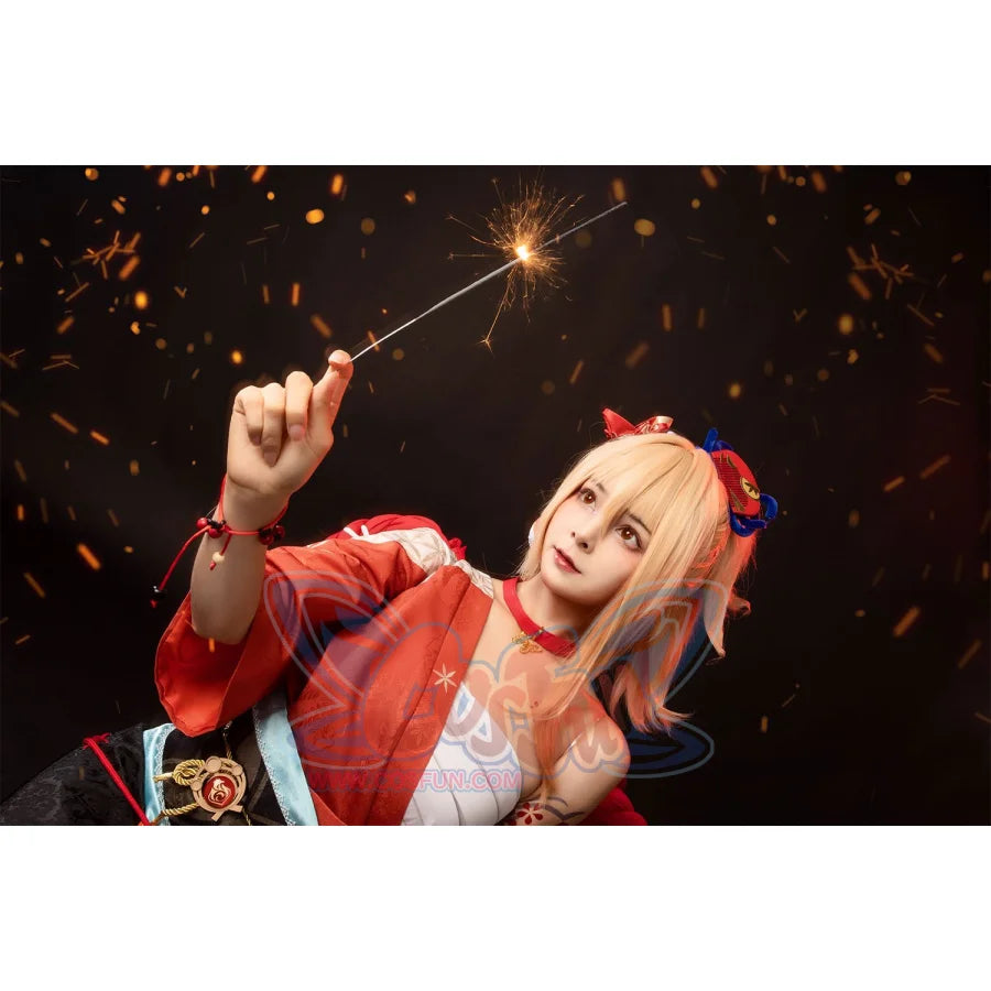 Genshin Impact Frolicking Flames Yoimiya Cosplay Costume C00553 Costumes