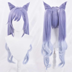 Genshin Impact Keqing Cosplay Wig Gradient Purple Long Curly Ponytails Hair C00003 Wigs